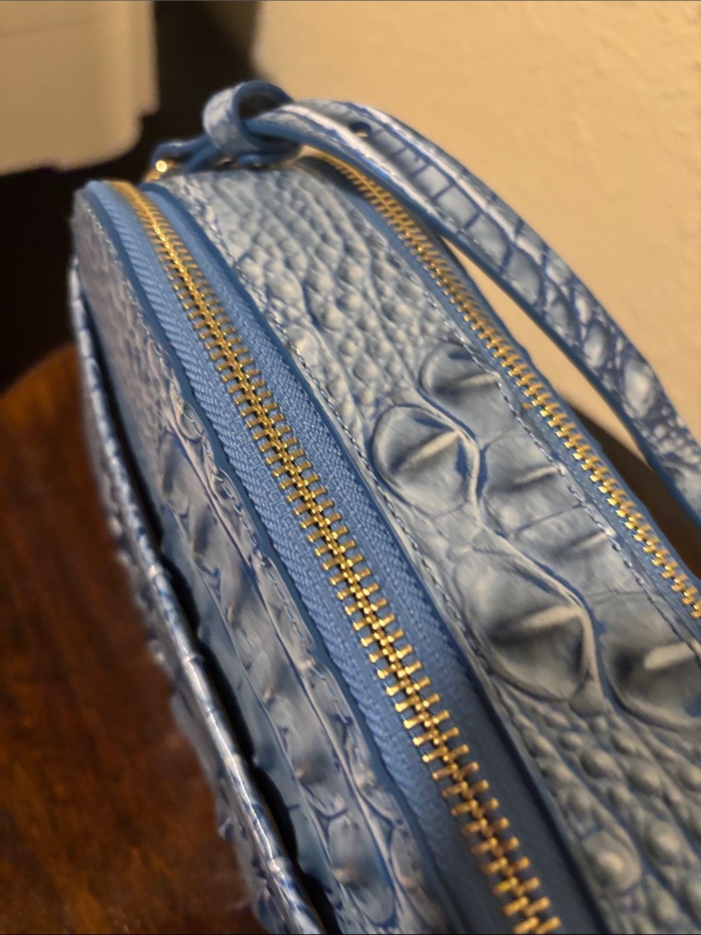 Brahmin Blue Croc-Embossed Leather Crossbody - Picture 6 of 13